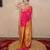 pink saree with hand embroidery