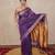 purple saree with hand embroidery