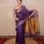 purple saree with hand embroidery