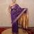 purple saree with hand embroidery