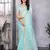 Ocean blue shimmer chiffon butta embroidery work bollywood saree