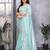 Ocean blue shimmer chiffon butta embroidery work bollywood saree