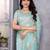 Ocean blue shimmer chiffon butta embroidery work bollywood saree