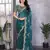Teal shimmer chiffon butta embroidery work bollywood saree