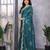 Teal shimmer chiffon butta embroidery work bollywood saree