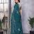Teal shimmer chiffon butta embroidery work bollywood saree