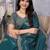 Teal shimmer chiffon butta embroidery work bollywood saree