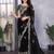 Black shimmer chiffon butta embroidery work bollywood saree
