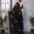 Black shimmer chiffon butta embroidery work bollywood saree