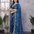 Royal blue shimmer chiffon butta embroidery work bollywood saree