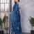 Royal blue shimmer chiffon butta embroidery work bollywood saree