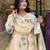 White Women's Cotton Fabric Straight Kurta, Pant and Dupatta Set