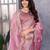 Baby pink shimmer chiffon butta embroidery work bollywood saree