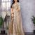 Ivory shimmer chiffon butta embroidery work bollywood saree