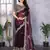 Wine shimmer chiffon butta embroidery work bollywood saree