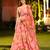 Peach Flower Print Satin Silk Lehenga Blouse With Dupatta