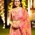 Peach Flower Print Satin Silk Lehenga Blouse With Dupatta