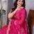 Hot pink shimmer chiffon butta embroidery work bollywood saree