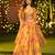 Mustard Flower Print Satin Silk Lehenga Blouse With Dupatta