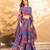 Blue Flower Print Satin Silk Lehenga Blouse With Dupatta