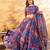 Blue Flower Print Satin Silk Lehenga Blouse With Dupatta