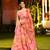 Peach Flower Print Satin Silk Lehenga Blouse With Dupatta