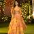 Mustard Flower Print Satin Silk Lehenga Blouse With Dupatta
