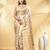 white katan banarasi silk blend saree with golden zari weaving