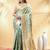 sea green katan banarasi silk blend saree with golden zari weaving