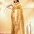 yellow katan banarasi silk blend saree with golden zari weaving