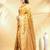 yellow katan banarasi silk blend saree with golden zari weaving