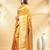 mustard katan banarasi silk blend saree with golden zari weaving