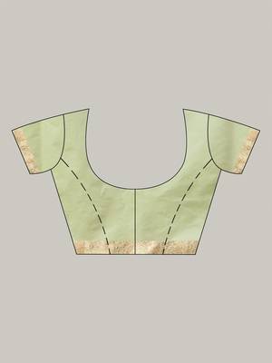 pistachio green katan banarasi silk blend saree with golden zari weaving 5