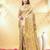 beige katan banarasi silk blend saree with golden zari weaving