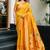 Orange woven floral silk blend zari weaving paithani saree