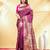 magenta katan banarasi silk blend saree with gold zari buta work