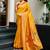 Orange woven floral silk blend zari weaving paithani saree