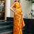 Orange woven floral silk blend zari weaving paithani saree