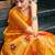 Orange woven floral silk blend zari weaving paithani saree