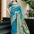 Royal blue woven floral silk blend zari weaving paithani saree