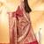 dark red pure katan banarasi silk blend saree with antique gold zari work
