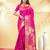 rani pink katan banarasi silk blend saree with gold zari weaving