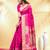 rani pink katan banarasi silk blend saree with gold zari weaving