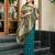 Deep teal woven floral silk blend zari weaving paithani saree