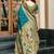 Deep teal woven floral silk blend zari weaving paithani saree