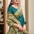 Deep teal woven floral silk blend zari weaving paithani saree