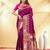 magenta katan banarasi silk blend saree with gold zari weaving