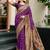 Purple woven floral silk blend zari weaving paithani saree