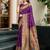 Purple woven floral silk blend zari weaving paithani saree