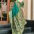 Green woven floral silk blend zari weaving paithani saree